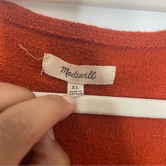 Madewell Texture & Thread Women’s Wrap Tie Top Shirt Brick Red Orange size XL - Picture 5 of 9